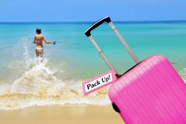 Toparlanın. bavul etiketi.