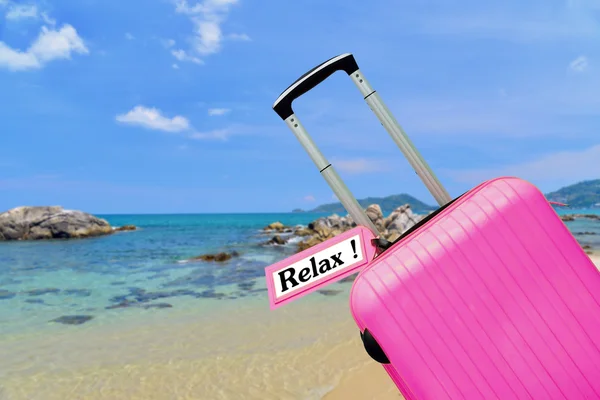 Relax. Suitcase with label. — Stock Fotó