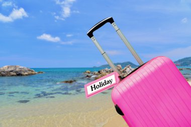 Tatil. bavul etiketi.