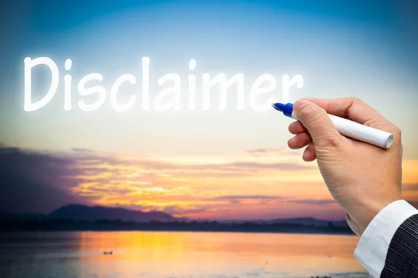 Disclaimer testo scrivere — Foto Stock