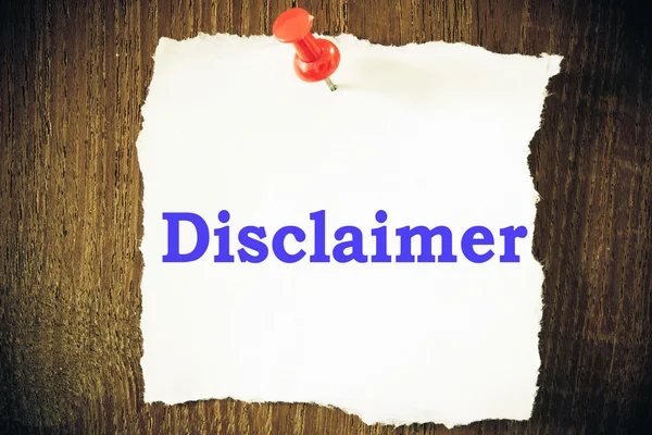 Disclaimer testo scrivere — Foto Stock