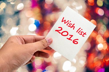 Wish list 2016 handwriting on a sticky note clipart