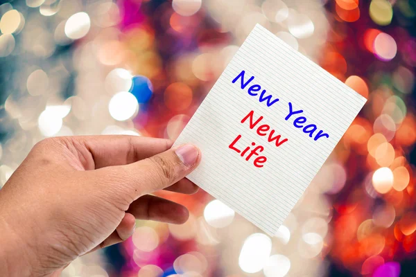 Año Nuevo Nueva Vida escritura a mano en una nota adhesiva —  Fotos de Stock