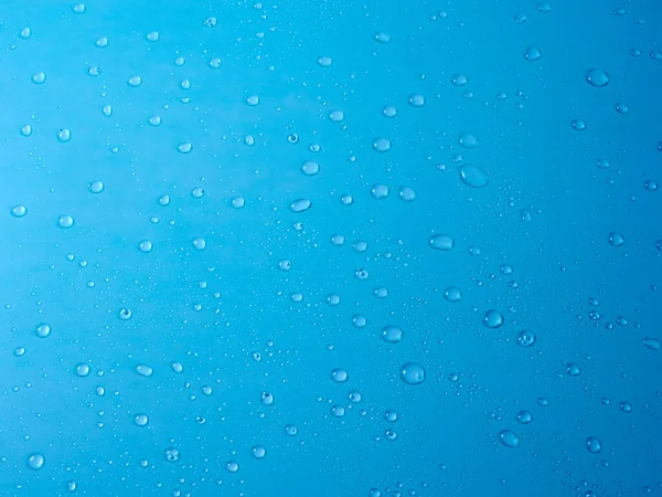 Gotas Água Aleatórias Superfície Azul Pvc — Fotografia de Stock