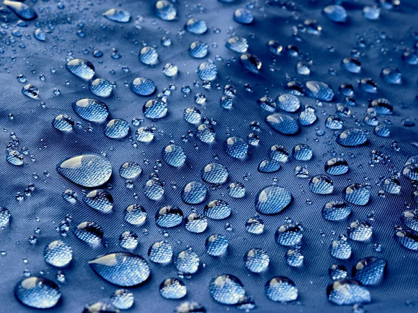 Gotas Agua Lluvia Sobre Tela Impermeable — Foto de Stock