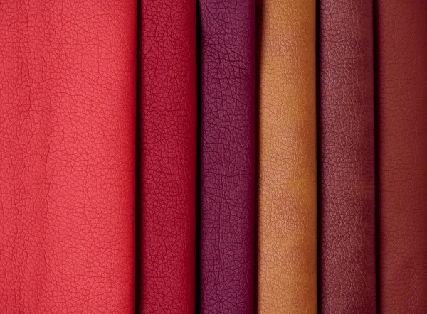 Leather samples in various colors.