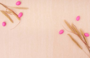 Paskalya tatili konsepti. Üst Manzara. Kopya alanı olan Paskalya kartı.