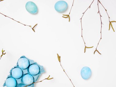 Paskalya tatili konsepti. Üst Manzara. Kopya alanı olan Paskalya kartı.