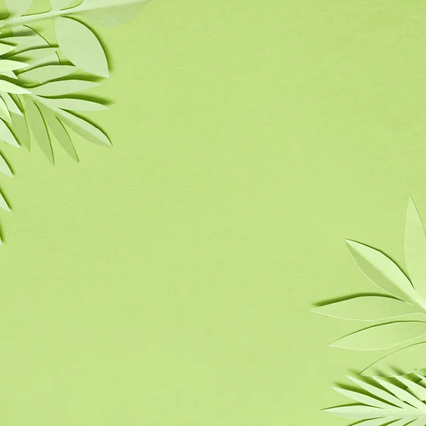 Sommer Hintergrund Mit Buntem Papier Tropischen Blättern — Stockfoto