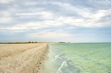 Dalgalı ve boş plajlı deniz manzarası.