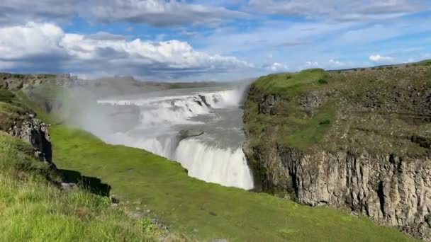 Gullfoss Golden Falls Waterfall Řece Hvita Island — Stock video