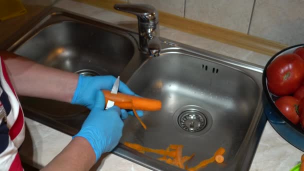 Peeling Carrot Peel Homemade Food — Stock Video