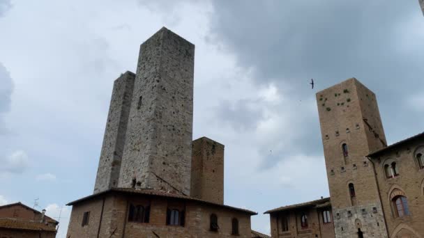 Antica Architettura Medievale Con Torri Nella Città San Gimignano — Video Stock