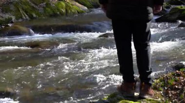 Baharda saf dağ nehri