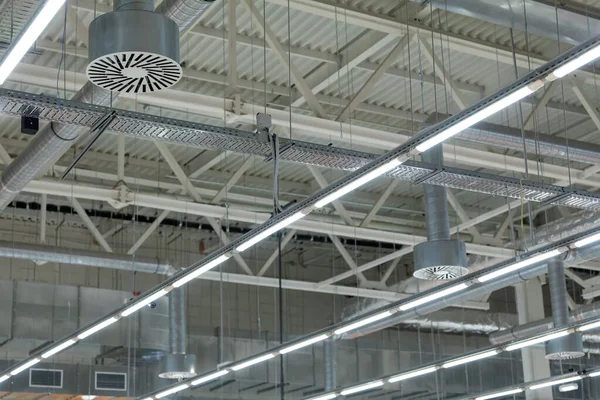 Lamps Diode Lighting Ventilation Ceiling Modern Warehouse Shopping Center View — Stock Photo, Image