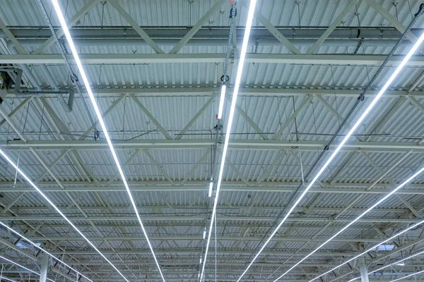 Lamps Diode Lighting Ceiling Modern Warehouse Shopping Center Engineering Ceiling Stock Photo
