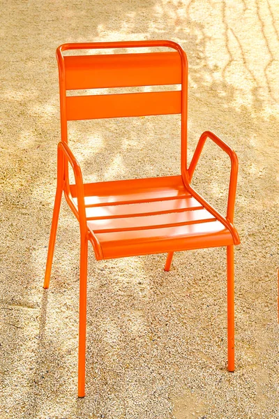 Metal Orange Chair Sand Empty Place Rest — Stock Photo, Image