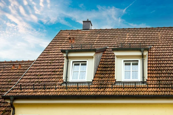 Two Dormer Windows Tides House Tiled Roof — Stock Photo, Image