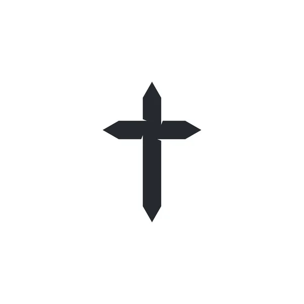Symbol Krzyża Chrześcijańskiego Wektor Ikona Logo Projekt Ilustracji — Wektor stockowy