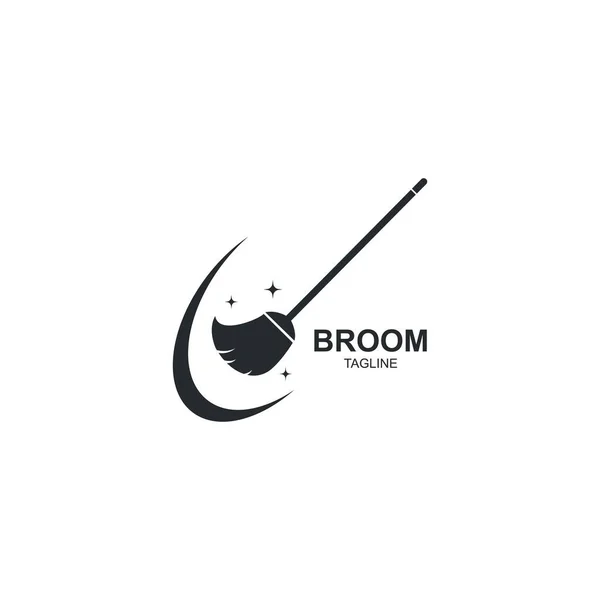 Broom Logo Vector Icon Illustration Design — 스톡 벡터