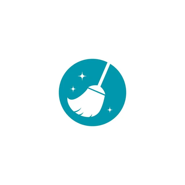 Broom Logo Vector Icon Illustration Design — Stock Vector