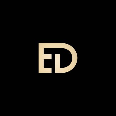 Siyah arkaplan çizimi üzerinde ED harfi logo vektör simgesi