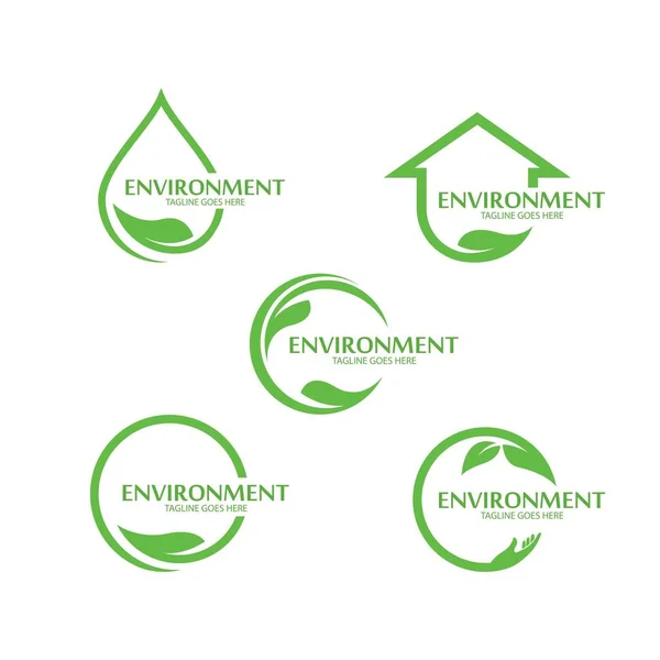 Ekozielone Środowisko Logo Wektor Ikona Ilustracja Projekt — Wektor stockowy