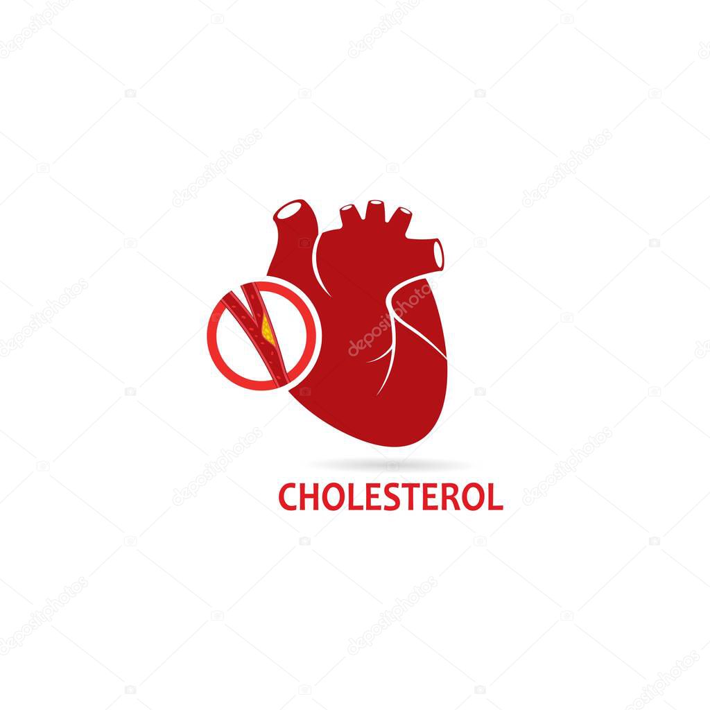 vector of cholesterol plaque with heart organ logo icon illustratrion design 