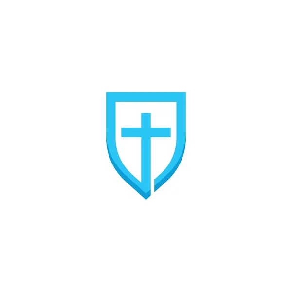 Хрест Логотипом Щита Векторний Дизайн Ілюстрації — стоковий вектор