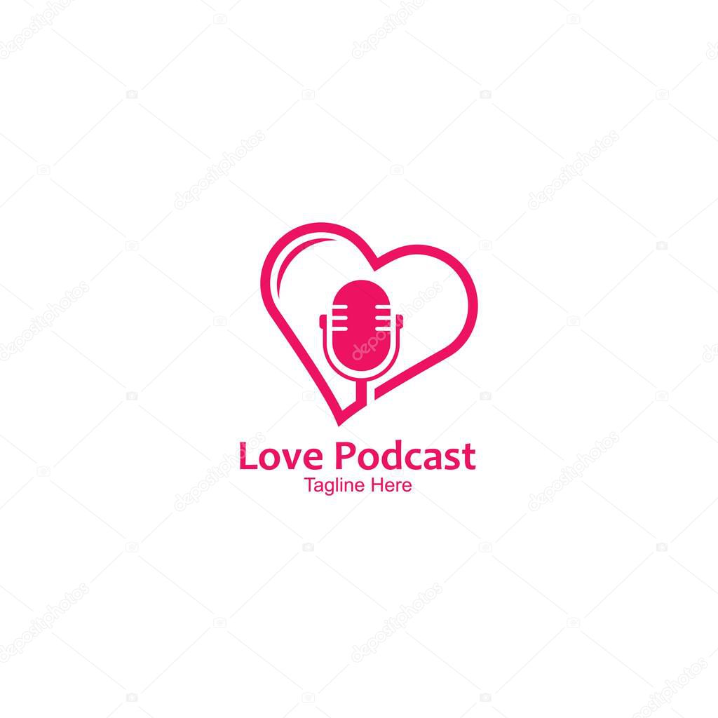 Love Podcast logo vector icon illustration design