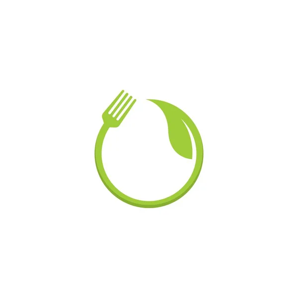 Comida Vegetariana Sana Humana Logo Vector Icono Ilustración Concepto — Vector de stock