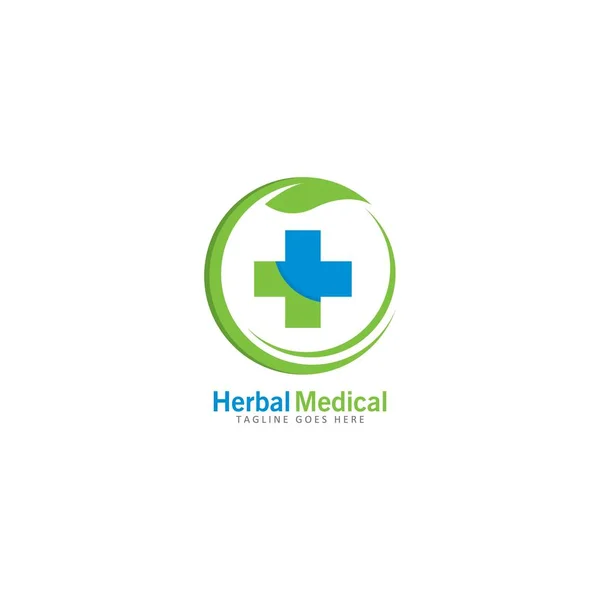 Logotipo Médico Base Hierbas Icono Vectores Diseño Ilustración — Archivo Imágenes Vectoriales