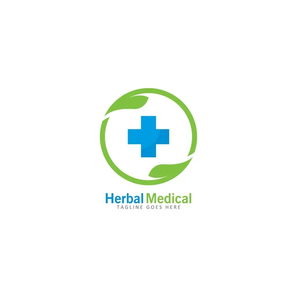 Pflanzliche Medizinische Logo Vektor Symbol Illustration Design — Stockvektor