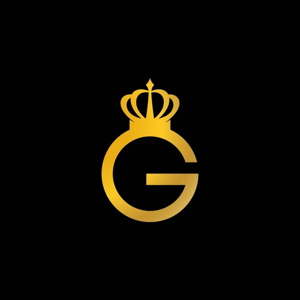 Siyah Arkaplanda Taç Logo Vektör Simgesi Olan Altın — Stok Vektör