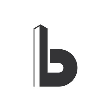 B harfi bina logo vektör tasarımı, B harfi bina logosu tasarımı ile birleşmiş. 