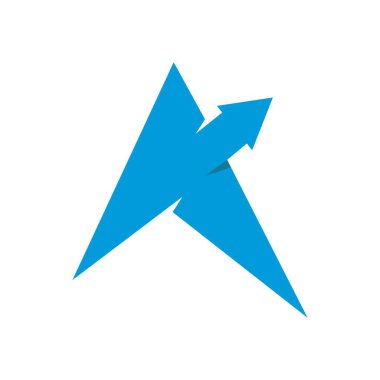 ok logosu ikon tasarımı olan bir ok veya üçgen 