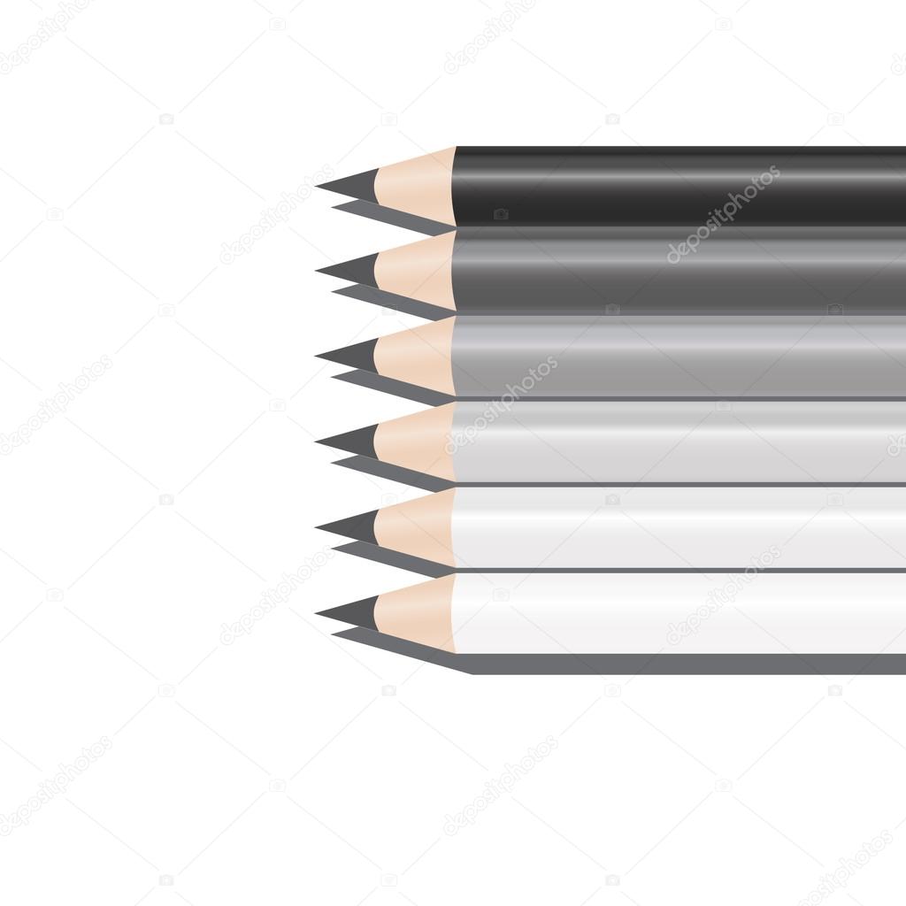 Six pencils of different shades of grey stock vector traid