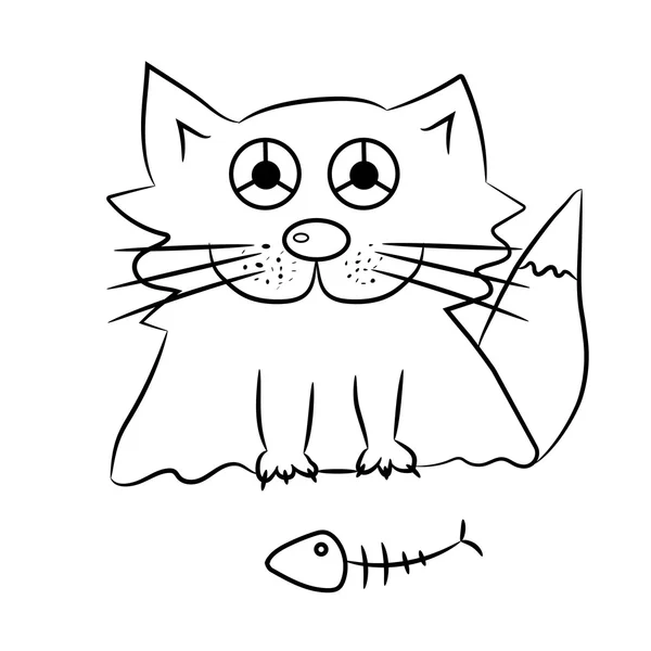 Siyah ve beyaz çizgi film vektör çizim boyama kitabı için sevimli kedi — Stok Vektör