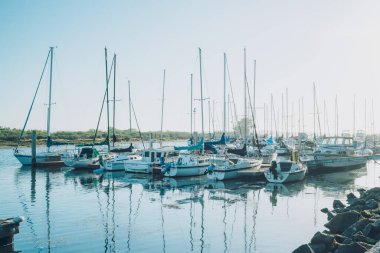 Morro Körfezi, Kaliforniya, ABD - 27 Mayıs 2021 Yat Limanı, Morro Körfezi Eyalet Parkı, Kaliforniya Merkez Sahili