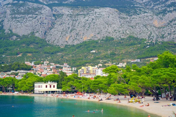 Dalmaçya Hırvatistan Avrupa Daki Makarska Tatil Beldesinin Turistik Manzarası — Stok fotoğraf