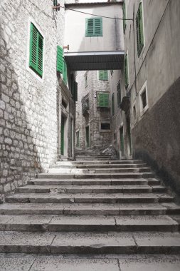 Hırvatistan, Avrupa 'daki Adriyatik kıyısındaki antik bir şehir olan Sibenik' in turistik manzarası