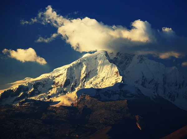 Pôr Sol Sobre Cordiliera Blanca Peru América Sul — Fotografia de Stock