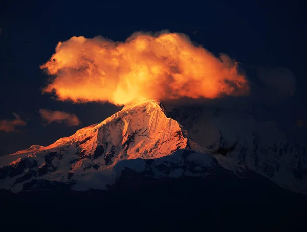 Pôr Sol Sobre Cordiliera Blanca Peru América Sul — Fotografia de Stock