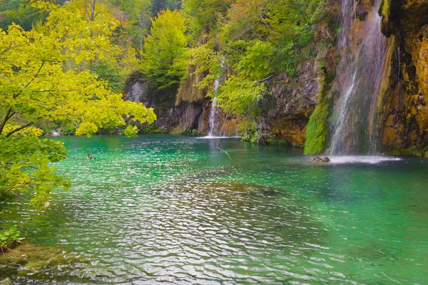 Paesaggio Autunnale Laghi Plitvice Croazia Europa — Foto Stock