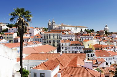 Lizbon Sao Jorge Kalesi, Portekiz, Avrupa'dan havadan görünümü