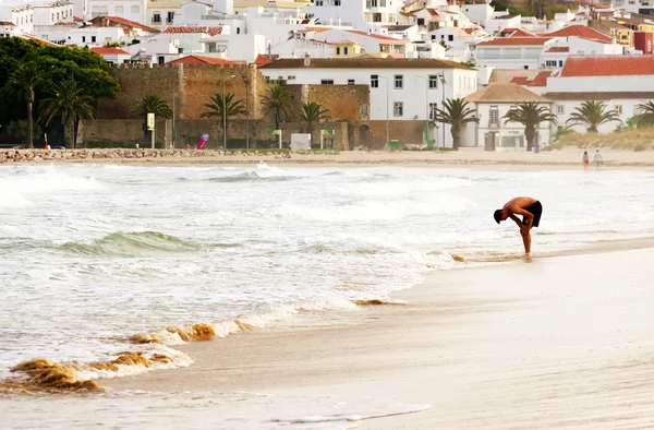 Západ slunce světlo nad Lagos Beach — Stock fotografie