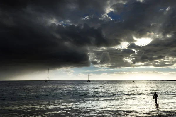 Stormy clouds over Los Cristianos resort in Tenerife — Stock Photo, Image