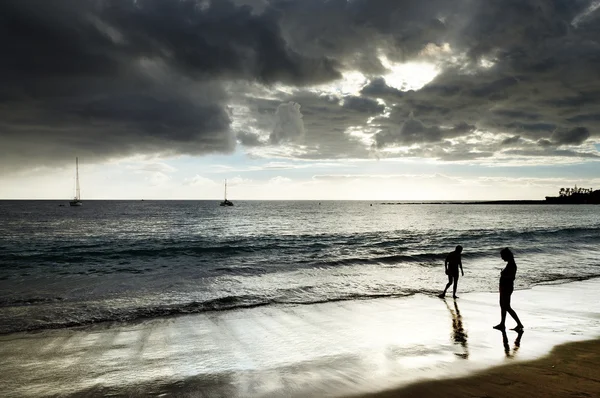 Stormy clouds over Los Cristianos resort in Tenerife — Stock Photo, Image