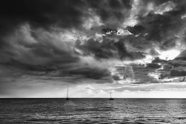 Stormy clouds over Los Cristianos resort in Tenerife Stock Picture