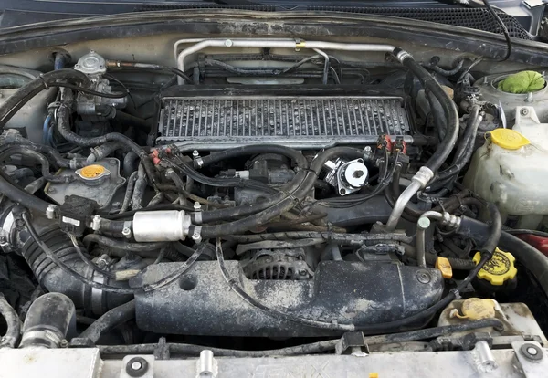 Dirty oily car engine — Stock Photo, Image